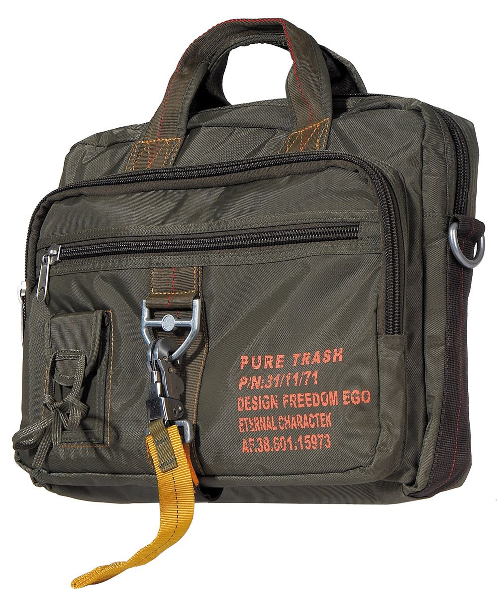 Handtasche, 'PT', gross, Karabinerhaken, oliv