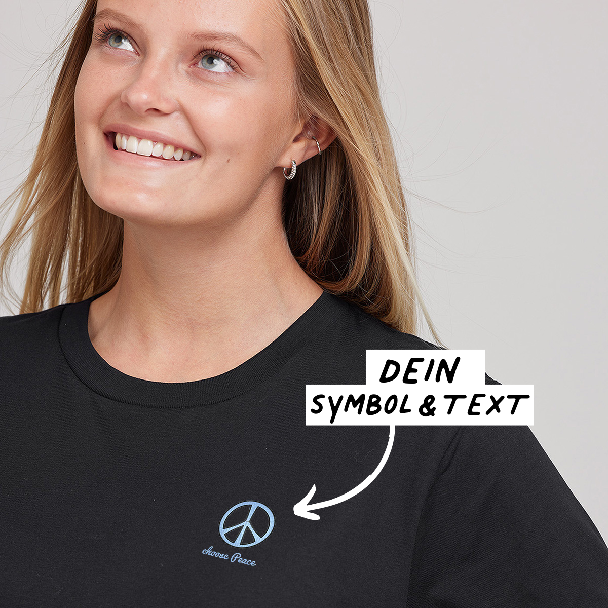 Besticktes T-Shirt mit Text und Symbol, personalisiert, personalisierbar, Valentinstag Geschenk, Geburtstagsgeschenk, Geschenk Männer, Geschenk Freund, Geschenk Bruder, Geschenke Frauen, Geschenke Freundin, Geschenk Schwester, Witzige Geschenke, Romantisc