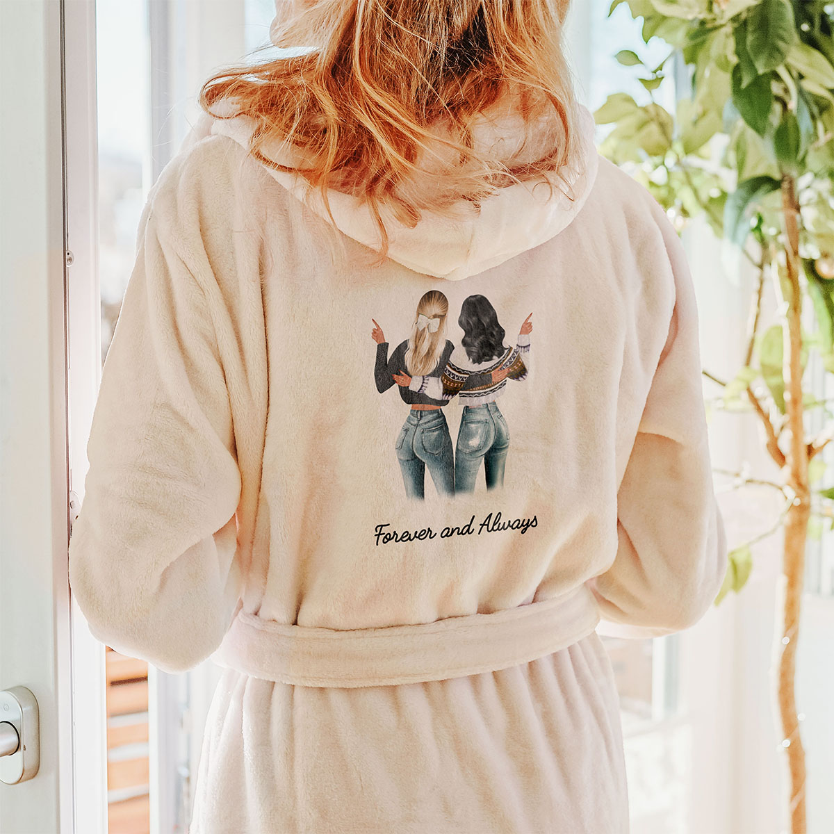 Personalisierbare Bademantel-Illustration zwei Freundinnen, Valentinstag Geschenk, Geschenke Frauen, Geschenke Freundin, Geschenk Schwester, Witzige Geschenke, Kleine Geschenke, Geschenk, Geschenkidee