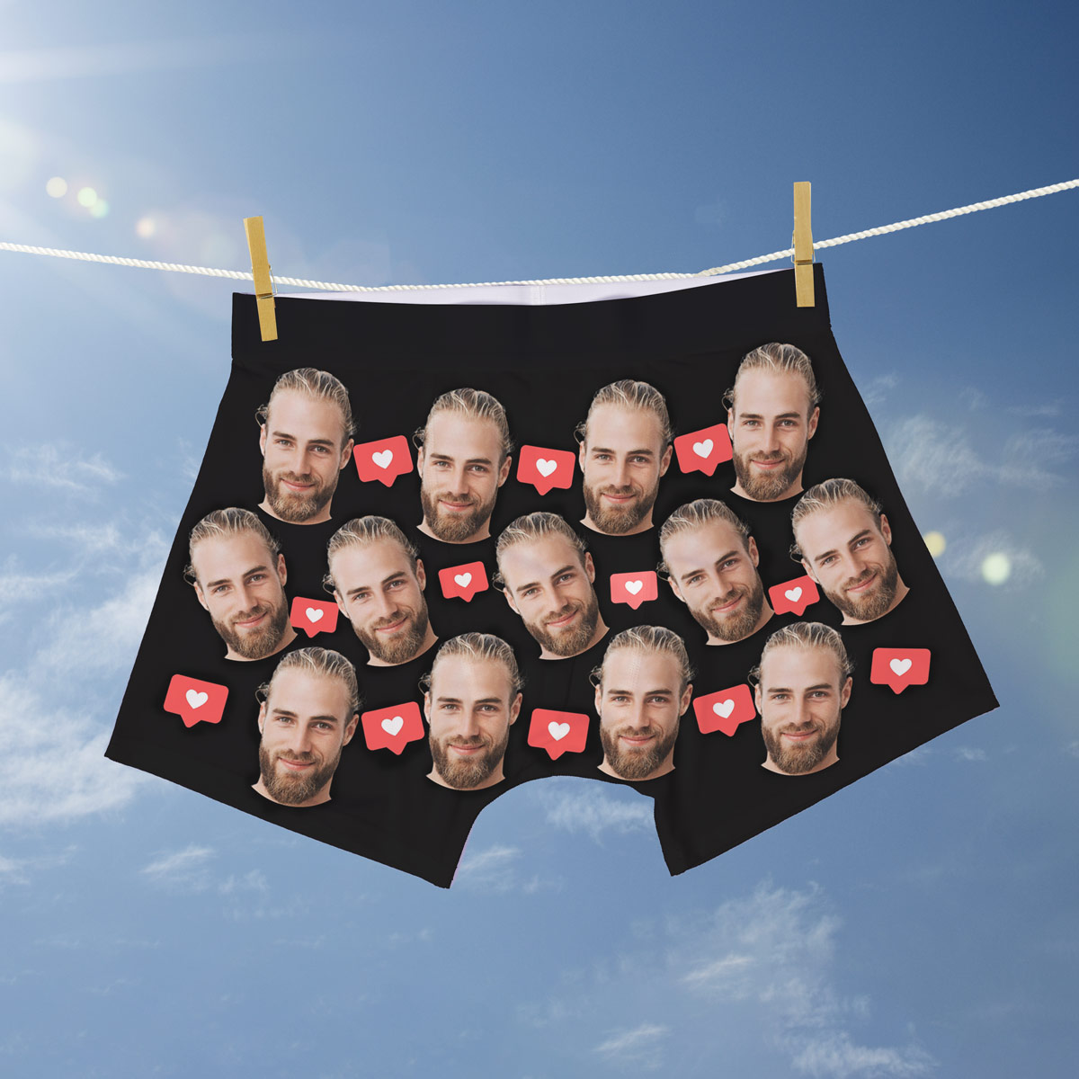 Boxershorts mit Gesicht und Hintergründen, personalisiert, personalisierbar, Valentinstag Geschenk, Fotogeschenk, Geburtstagsgeschenk, Geschenk Männer, Geschenk Freund, Geschenk Bruder, Witzige Geschenke, Romantische Geschenke, Hochzeitsgeschenk, Geschenk