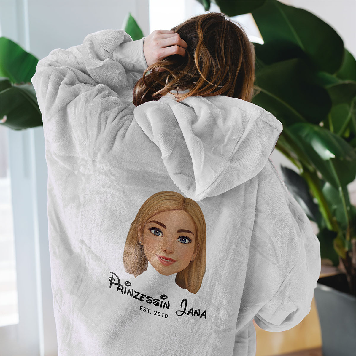 Personalisierbare Hoodie Decke Cartoon Yourself, Valentinstag Geschenk, Fotogeschenk, Witzige Geschenke, Romantische Geschenke, Hochzeitsgeschenk, Kleine Geschenke, Geschenk, Geschenkidee