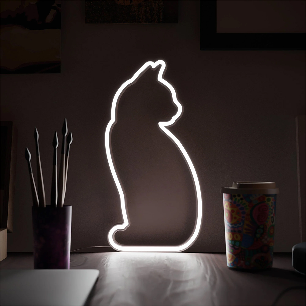 Katzen Neon-Leuchten - Liegend