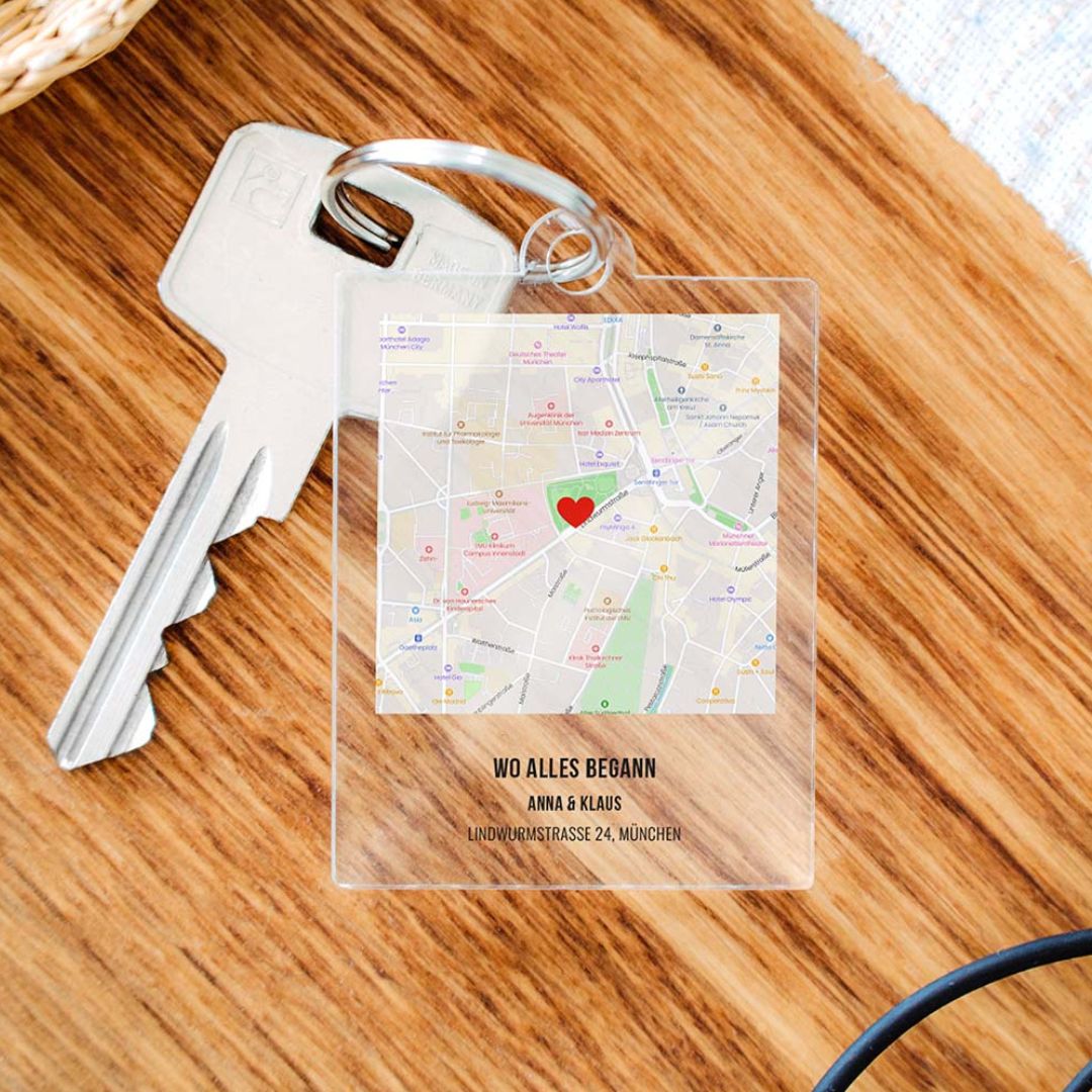 Personalisierbarer Acryl Schlüsselanhänger Wo Alles Begann, Valentinstag Geschenk, Romantische Geschenke, Hochzeitsgeschenk, Kleine Geschenke, Geschenk, Geschenkidee