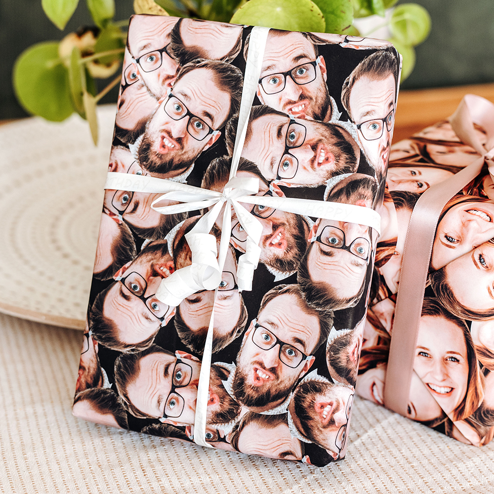 Personalisierbares Geschenkpapier mit Gesicht, Valentinstag Geschenk, Fotogeschenk, Geburtstagsgeschenk, Geschenk Männer, Geschenk Freund, Geschenk Bruder, Geschenke Frauen, Geschenke Freundin, Geschenk Schwester, Geschenk Mama, Geschenk Papa, Witzige Ges