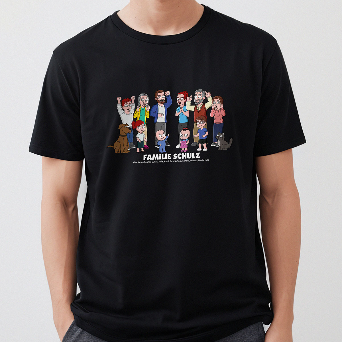 Personalisierbare T-Shirt-Illustration Zeichentrick Familie, Valentinstag Geschenk, Geburtstagsgeschenk, Witzige Geschenke, Romantische Geschenke, Hochzeitsgeschenk, Kleine Geschenke, Geschenk, Geschenkidee
