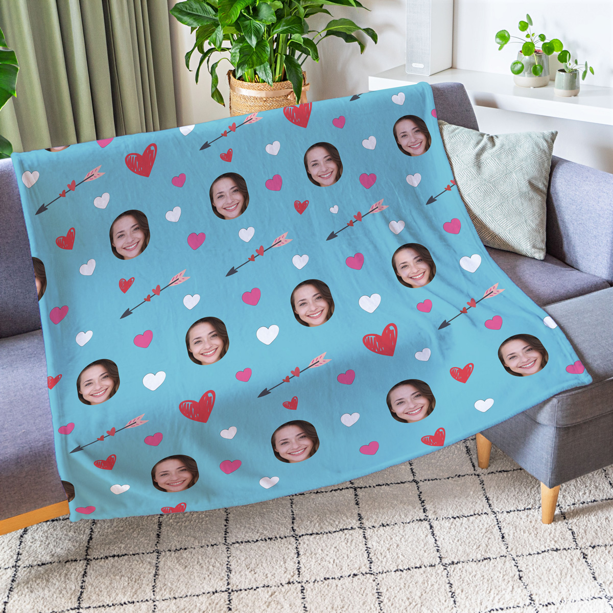 Fotodecke mit Gesicht und Hintergründen, personalisiert, personalisierbar, Valentinstag Geschenk, Fotogeschenk, Romantische Geschenke, Hochzeitsgeschenk, Geschenk, Geschenkidee