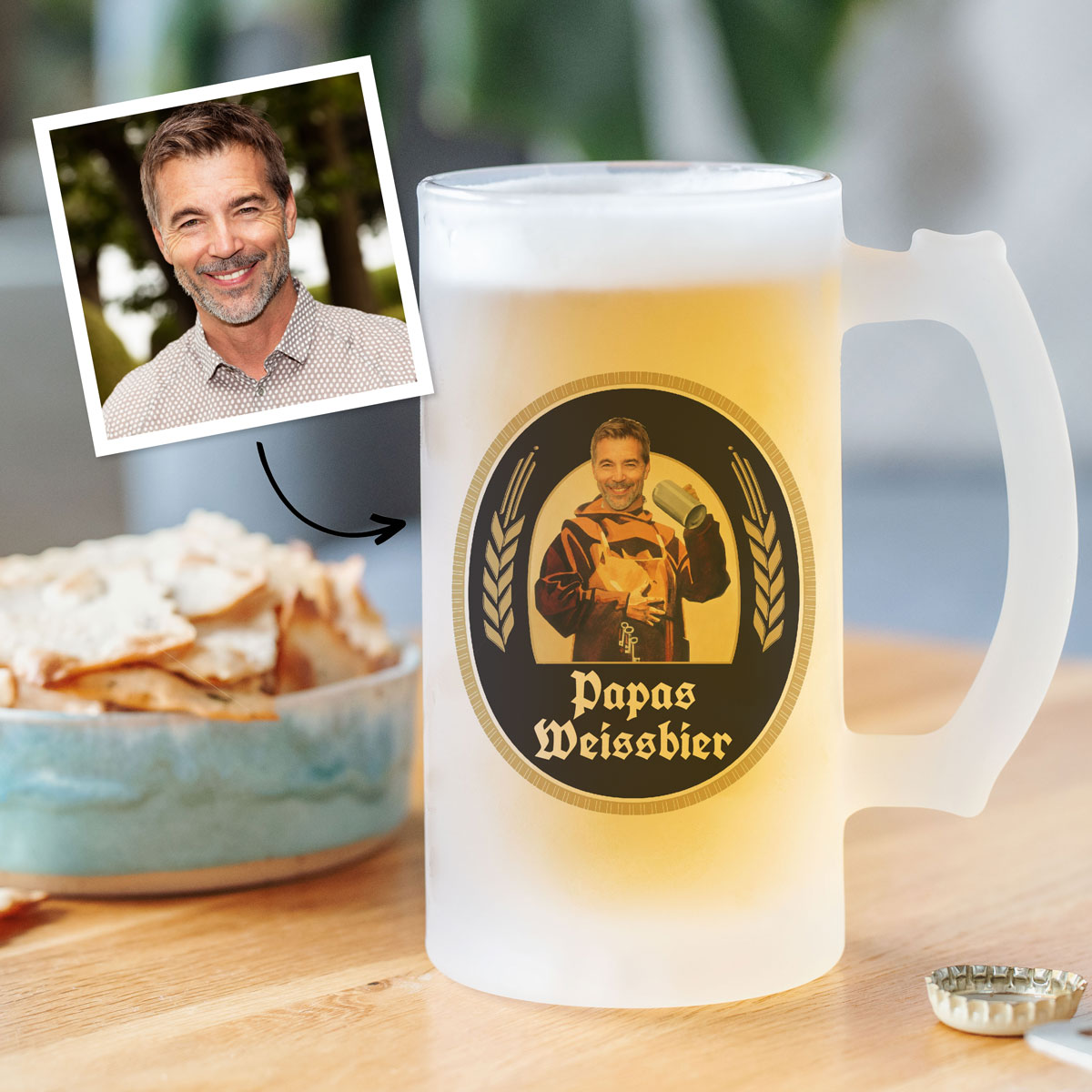 Personalisierbarer Bierkrug mit Gesicht und Name, Valentinstag Geschenk, Fotogeschenk, Geburtstagsgeschenk, Geschenk Männer, Geschenk Freund, Geschenk Bruder, Geschenk Papa, Witzige Geschenke, Romantische Geschenke, Hochzeitsgeschenk, Kleine Geschenke, Ge