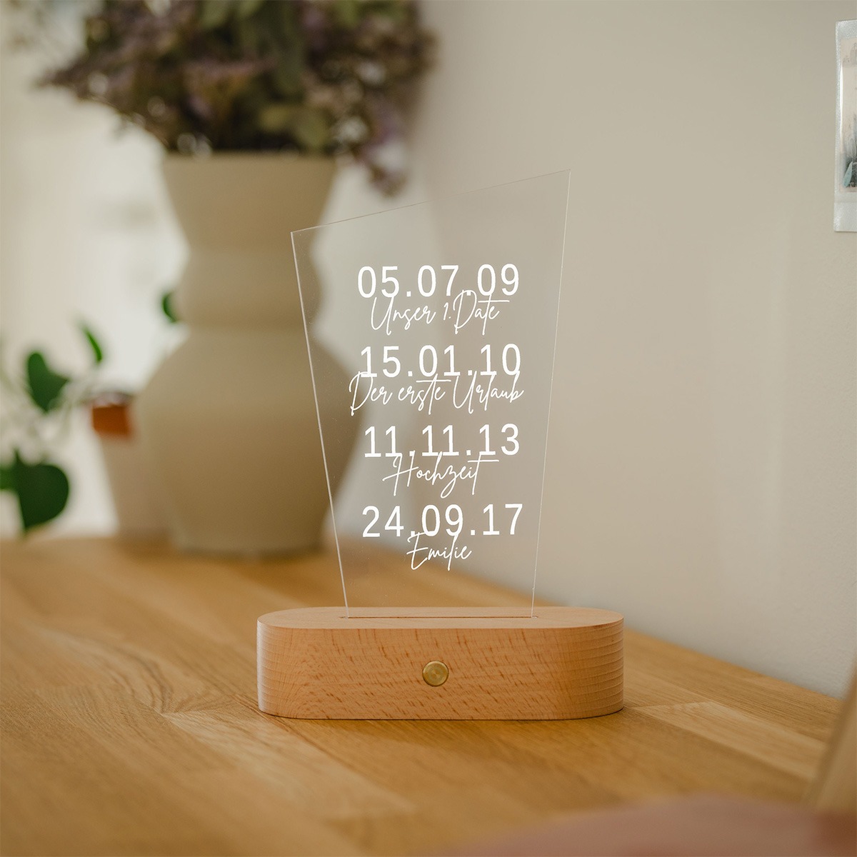 Personalisierbare LED-Lampe Wichtige Daten, Valentinstag Geschenk, Geburtstagsgeschenk, Geschenke Frauen, Geschenke Freundin, Geschenk Schwester, Geschenk Mama, Geschenk Papa, Witzige Geschenke, Romantische Geschenke, Hochzeitsgeschenk, Geschenk, Geschenk