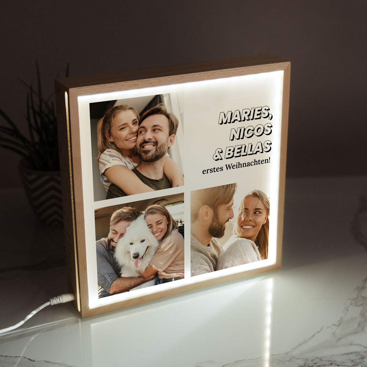 Light Box mit 3 Bildern und Text, personalisiert, personalisierbar, Valentinstag Geschenk, Fotogeschenk, Geschenke Frauen, Geschenke Freundin, Geschenk Schwester, Witzige Geschenke, Romantische Geschenke, Hochzeitsgeschenk, Geschenk, Geschenkidee