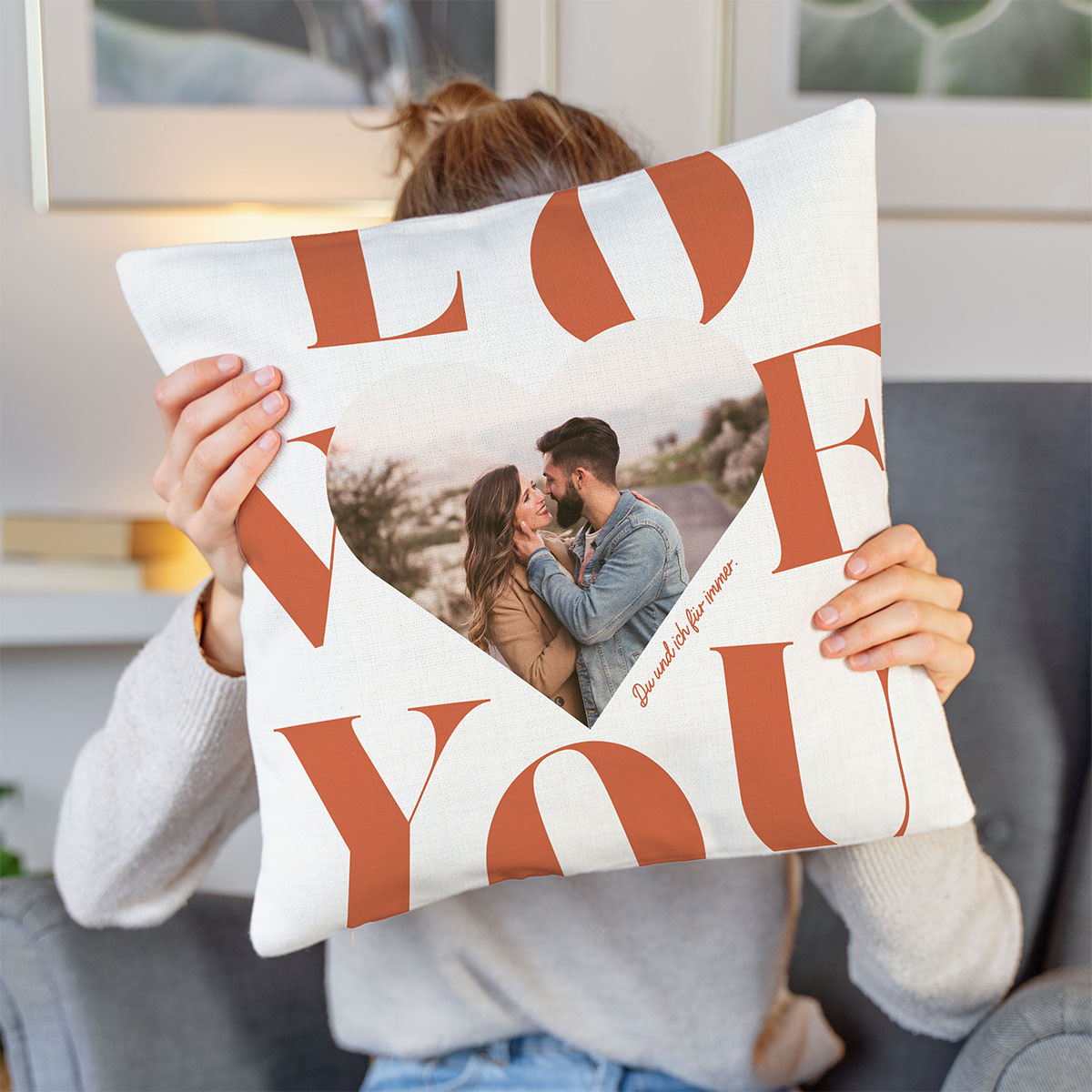 Personalisierbarer Kissenbezug Herz mit Foto und Text, Valentinstag Geschenk, Fotogeschenk, Romantische Geschenke, Hochzeitsgeschenk, Kleine Geschenke, Geschenk, Geschenkidee