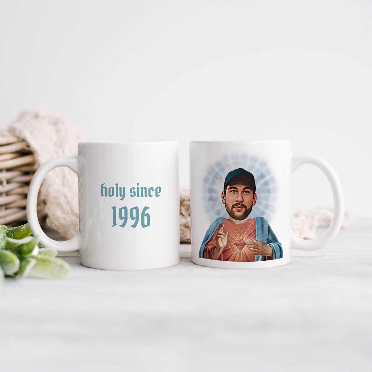 Personalisierbare Tasse Heiligenschein mit Gesicht und Text, Fotogeschenk, Geburtstagsgeschenk, Geschenk für Männer, Geschenk für Freund, Geschenk für Bruder, Geschenke für Frauen, Geschenke für Freundin, Geschenk für Schwester, Geschenk für Mama, Geschen