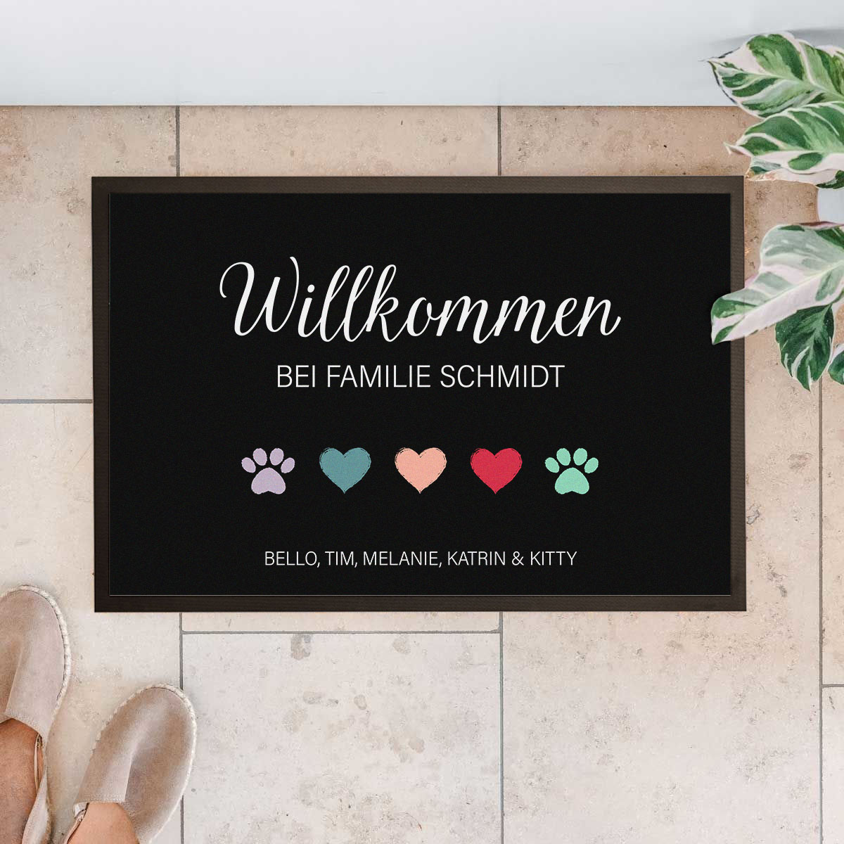 Personalisierbare Fußmatte mit Symbolen und Namen, Valentinstag Geschenk, Geburtstagsgeschenk, Geschenke Frauen, Geschenke Freundin, Geschenk Schwester, Romantische Geschenke, Hochzeitsgeschenk, Kleine Geschenke, Geschenk, Geschenkidee