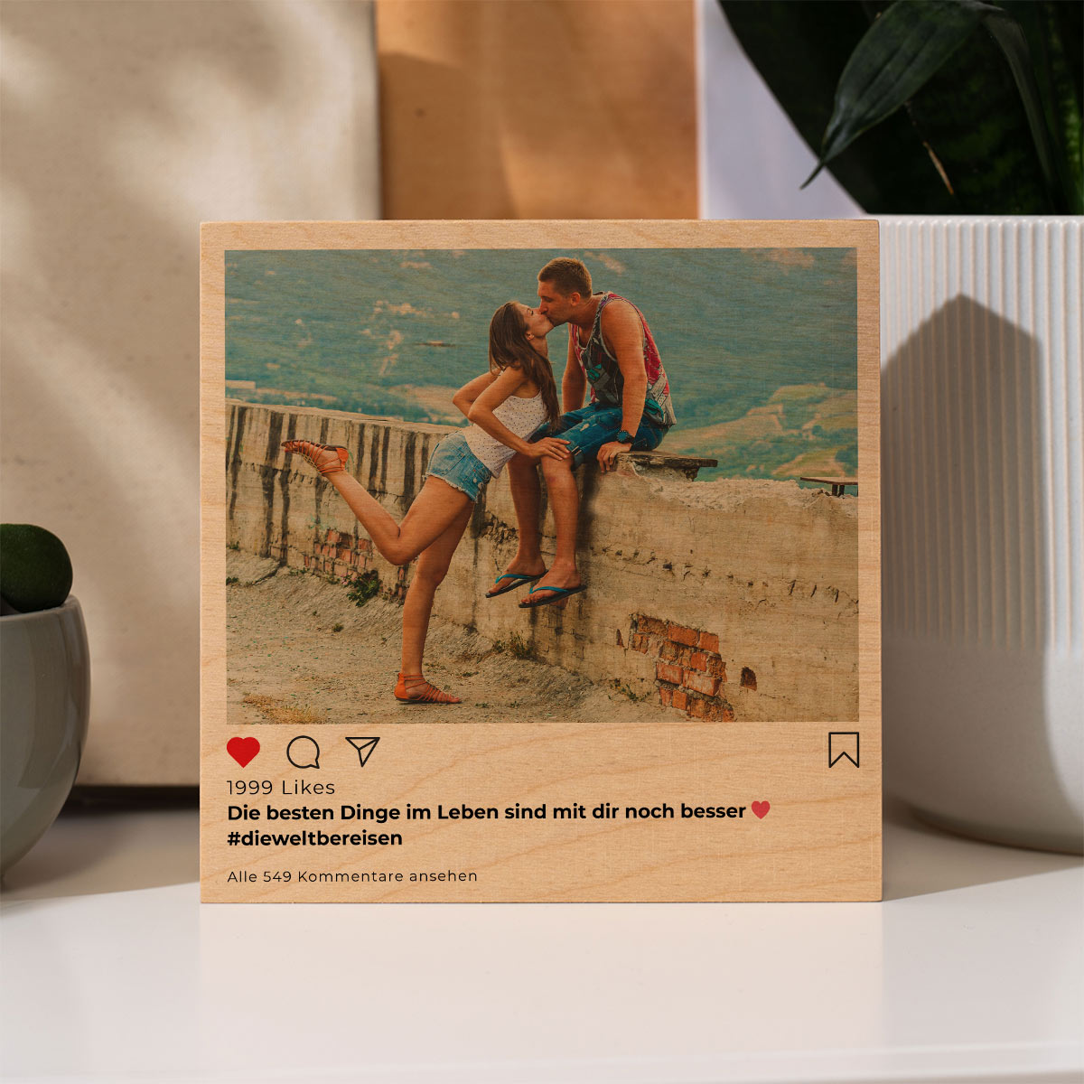 Personalisierbarer Holzblock im Instagram-Style, Valentinstag Geschenk, Fotogeschenk, Geschenk Mama, Witzige Geschenke, Romantische Geschenke, Hochzeitsgeschenk, Geschenk, Geschenkidee