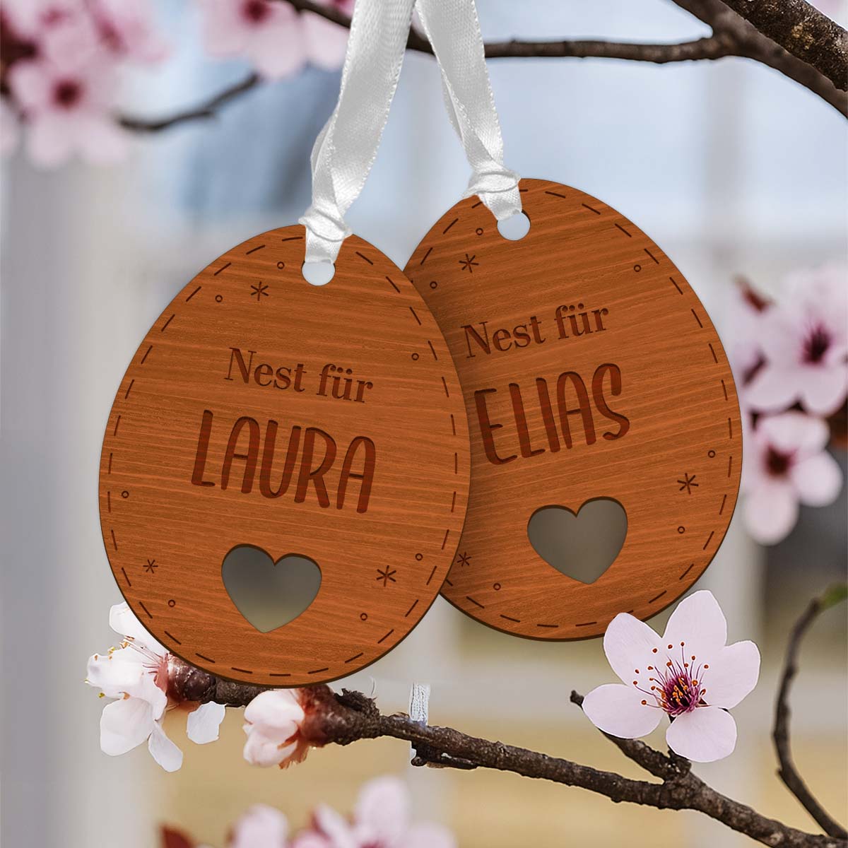 Personalisierbarer Anhänger Osterei 2er-Set mit Text, Kleine Geschenke, Geschenk, Geschenkidee