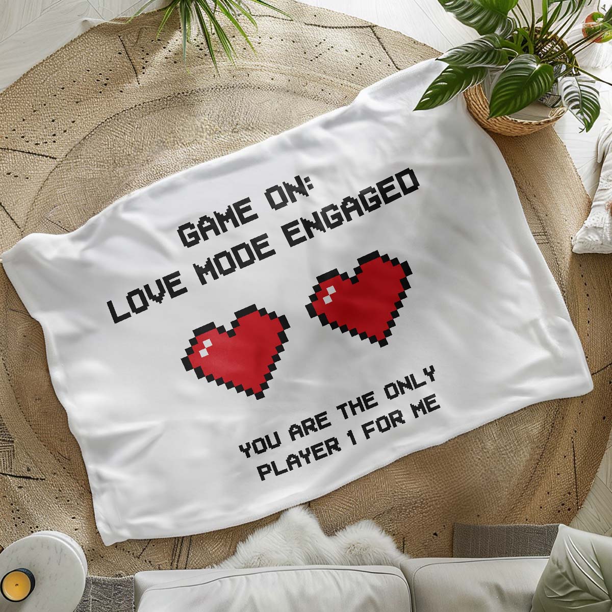 Personalisierbare Decke mit Pixel Herzen und Text, Valentinstag Geschenk, Geschenke Frauen, Geschenke Freundin, Geschenk Schwester, Witzige Geschenke, Romantische Geschenke, Hochzeitsgeschenk, Kleine Geschenke, Geschenk, Geschenkidee
