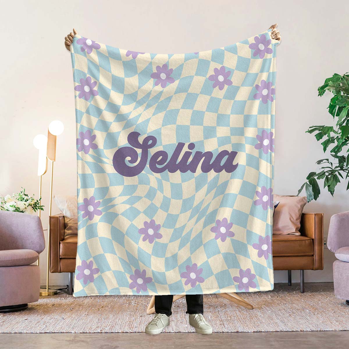 Personalisierbare Decke mit Retro-Hintergrund und Name, Valentinstag Geschenk, Romantische Geschenke, Hochzeitsgeschenk, Kleine Geschenke, Geschenk, Geschenkidee