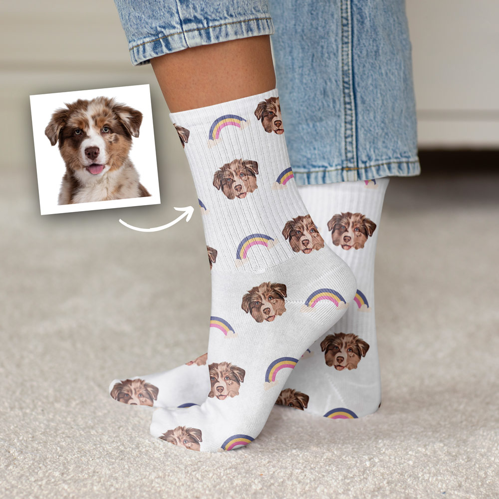Personalisierbare Socken mit Gesicht im Comic-Style, Valentinstag Geschenk, Fotogeschenk, Geburtstagsgeschenk, Geschenke Frauen, Geschenke Freundin, Geschenk Schwester, Geschenk Mama, Witzige Geschenke, Romantische Geschenke, Hochzeitsgeschenk, Kleine Ges