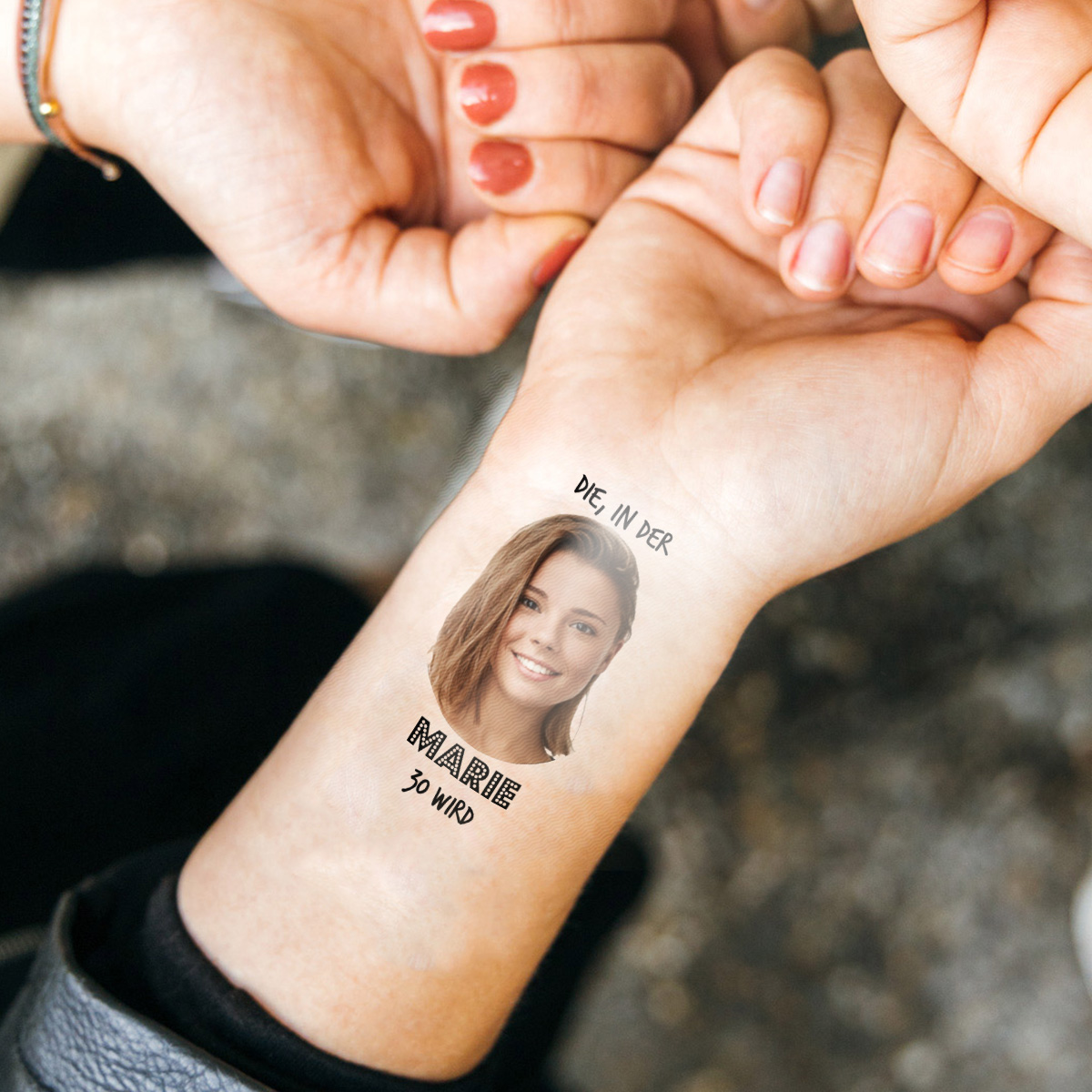 Personalisierbare Tattoos 4er Set mit Gesicht und Text, Valentinstag Geschenk, Fotogeschenk, Geschenk Männer, Geschenk Freund, Geschenk Bruder, Romantische Geschenke, Hochzeitsgeschenk, Geschenk, Geschenkidee