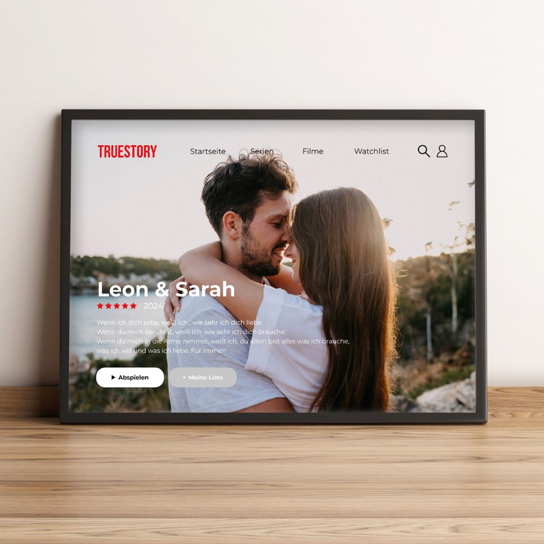 Personalisierbares Poster im Netflix-Style, Valentinstag Geschenk, Fotogeschenk, Geburtstagsgeschenk, Geschenk Männer, Geschenk Freund, Geschenk Bruder, Geschenke Frauen, Geschenke Freundin, Geschenk Schwester, Romantische Geschenke, Hochzeitsgeschenk, Kl