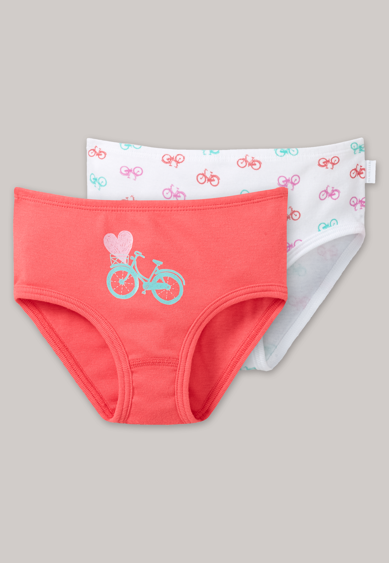 Hüftslips 2er-Pack Fahrräder weiß/ koralle - Bicycle 98