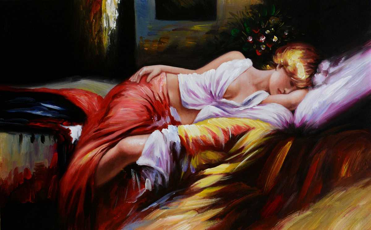 Handgemaltes Ölgemälde (Portraits) - 'Sleeping Beauty' (ohne Rahmen)
