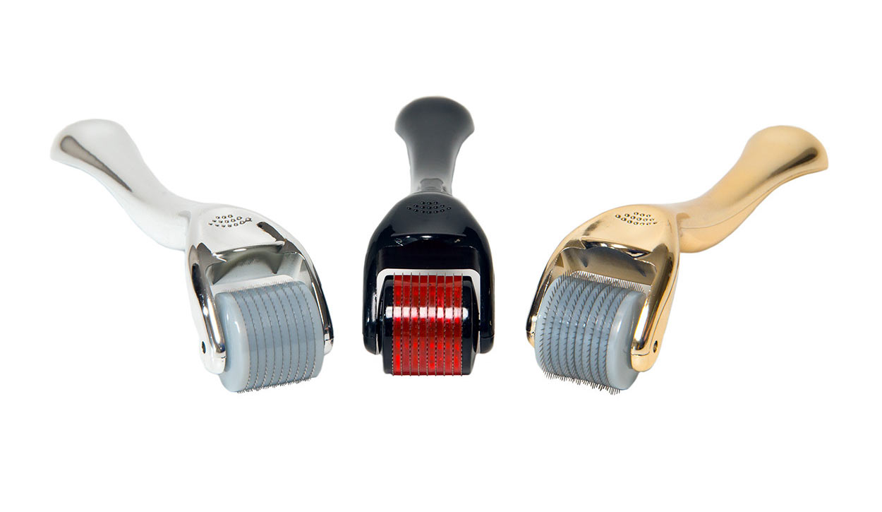 Derma Roller Mikro Nadelroller 0.25mm - 1.5mm (Handgriff in Farben Schwarz, Gold od. Silber)