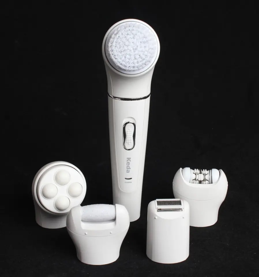Keda 5-in-1 Körperpflegegerät – Gesichtsreinigungsbürste, Gesichtsmassagegerät, Epilierer, Rasierer und Hornhautentferner in einem Gerät