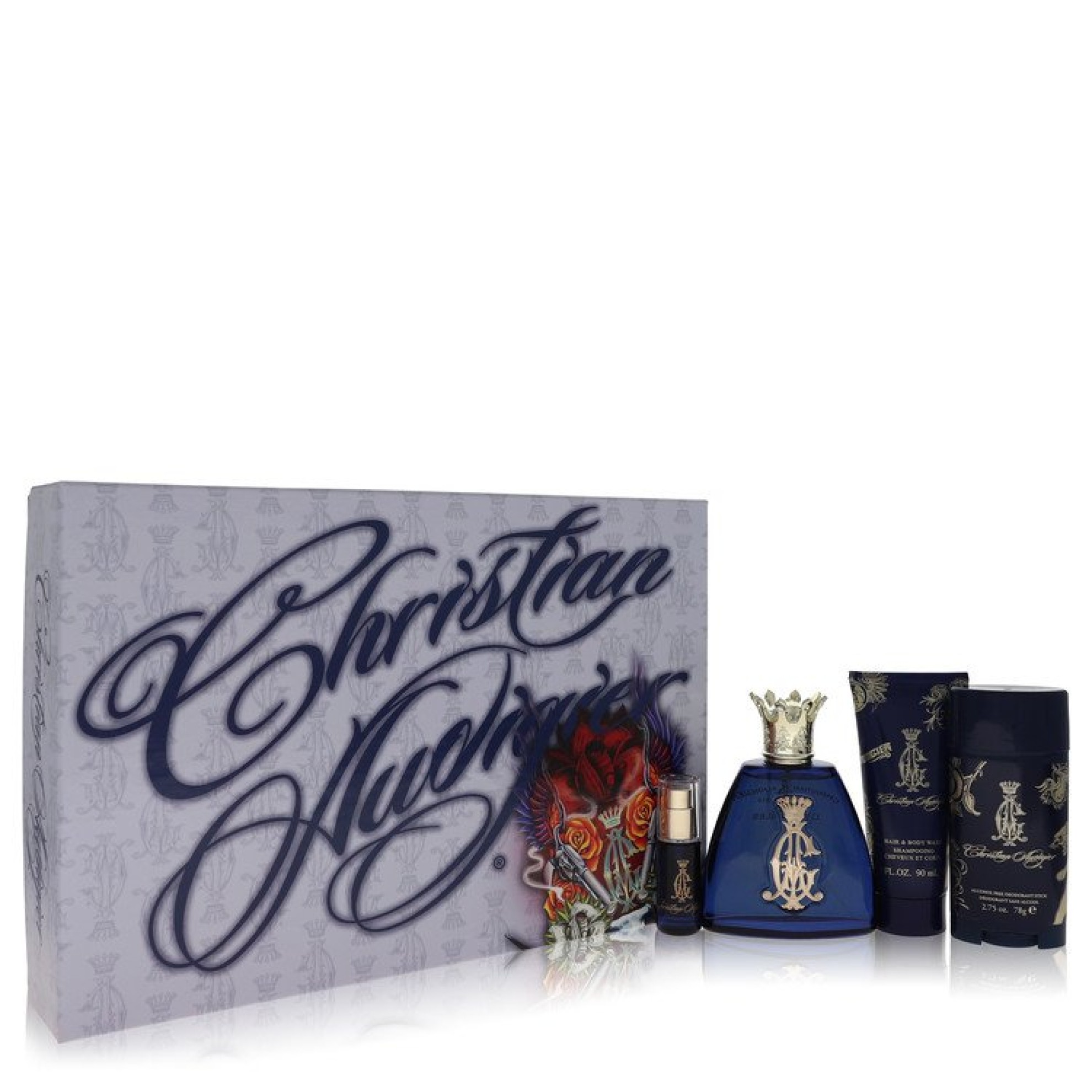 Christian Audigier Gift Set -- 100 ml Eau De Toilette Spray + 7 ml MIN EDT + 88 ml Body Wash + 2.75 Deodorant Stick