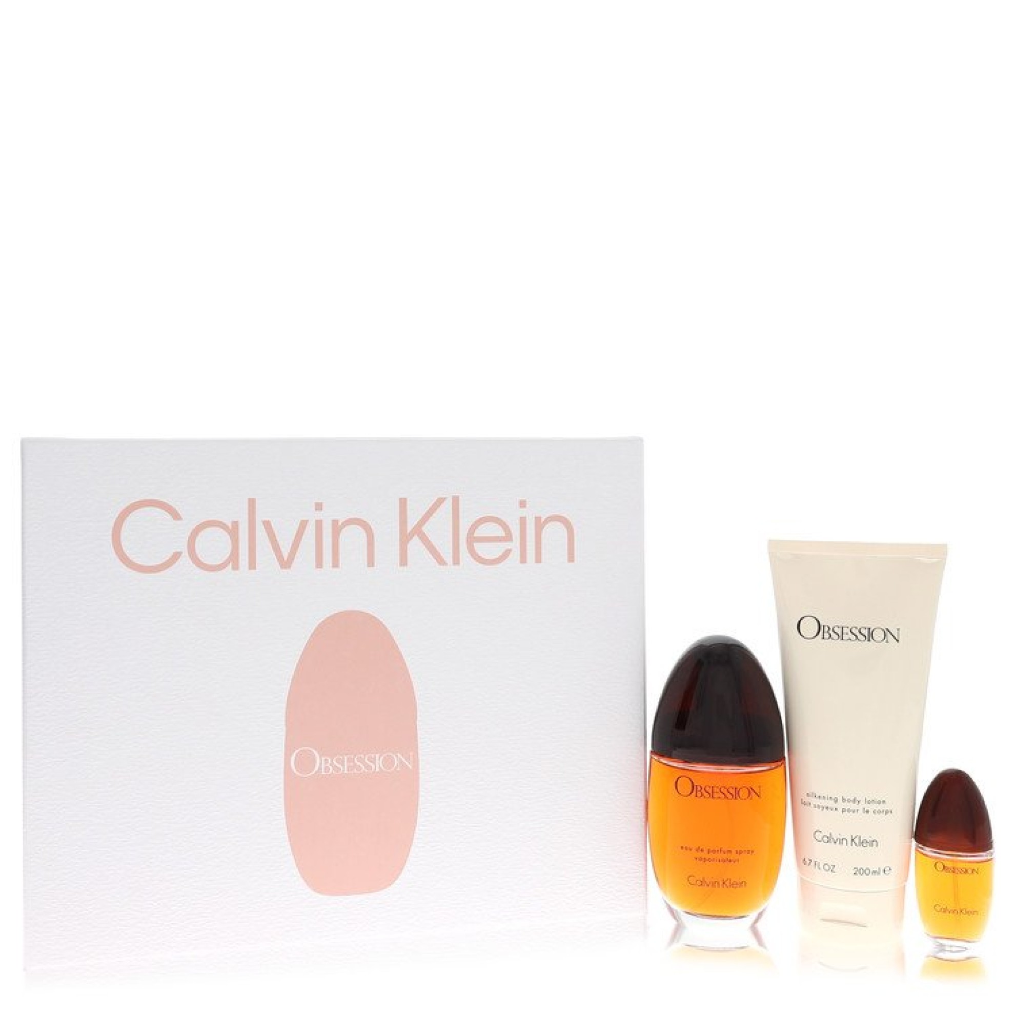 Calvin Klein OBSESSION Gift Set -- 100 ml Eau De Parfum Spray + 198 ml Body Lotion + 1 ml Mini EDP Spray