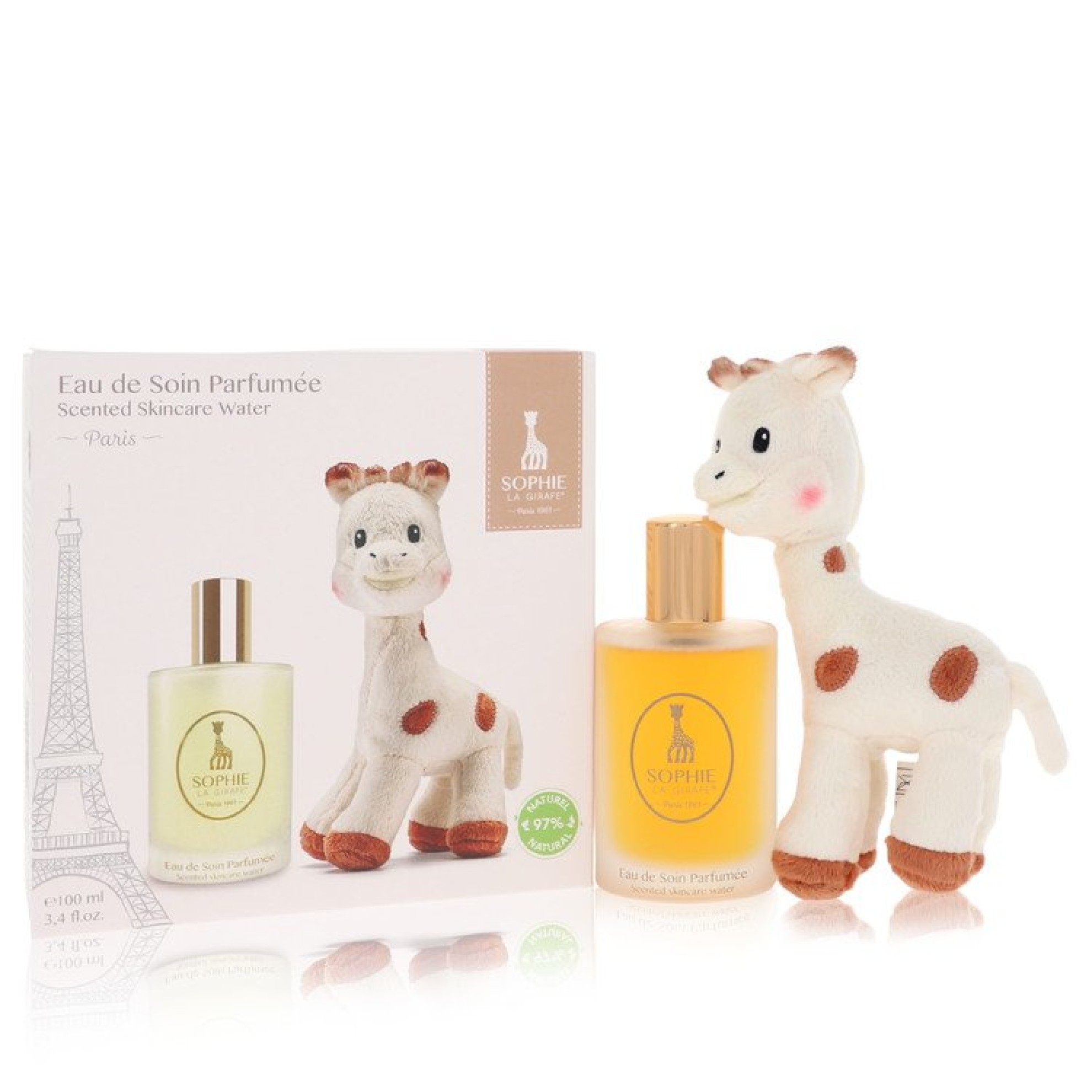Sophie La Girafe Eau de Soin Parfumee Gift Set -- 100 ml Scented Skincare Water (Alcohol-Free) + 1  Soft Toy